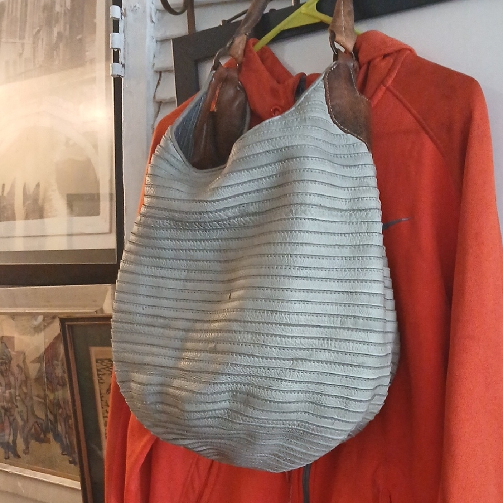 Chic Gray and Brown Hobo Bag